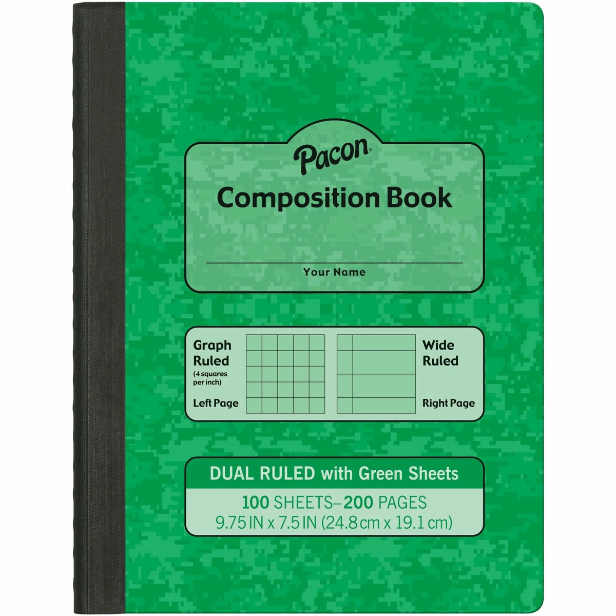 Pacon Dual Ruled Composition Book: Green Cover 24/Carton - Notebooks