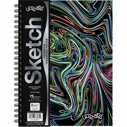 Pacon Fashion Sketch Book: Neon Squiggles Cover 75 Pages Spiral-Bound - Drawing Paper & Pads