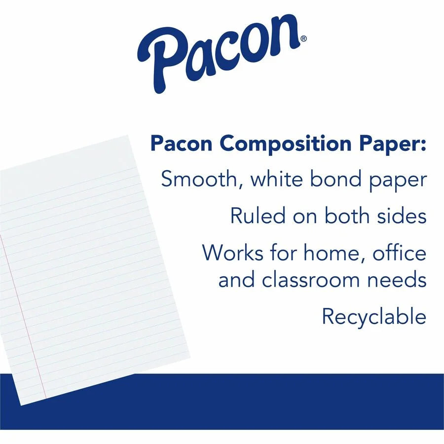Pacon Government-Letter Composition Paper: Ruled Red Margin 16 lb 8 1/2’’ x 11’’ 500 Sheets - Handwriting Paper & Pads