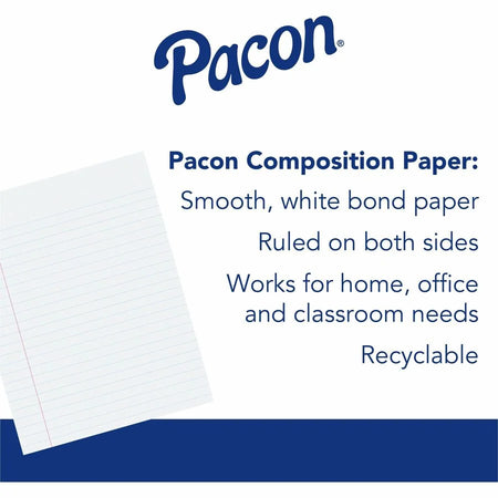Pacon Government-Letter Composition Paper: Ruled Red Margin 16 lb 8 1/2’’ x 11’’ 500 Sheets - Handwriting Paper & Pads