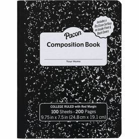 Pacon Marble Composition Book: 100 Sheets Wide Ruled Black Cover - Student Notebooks & Folders