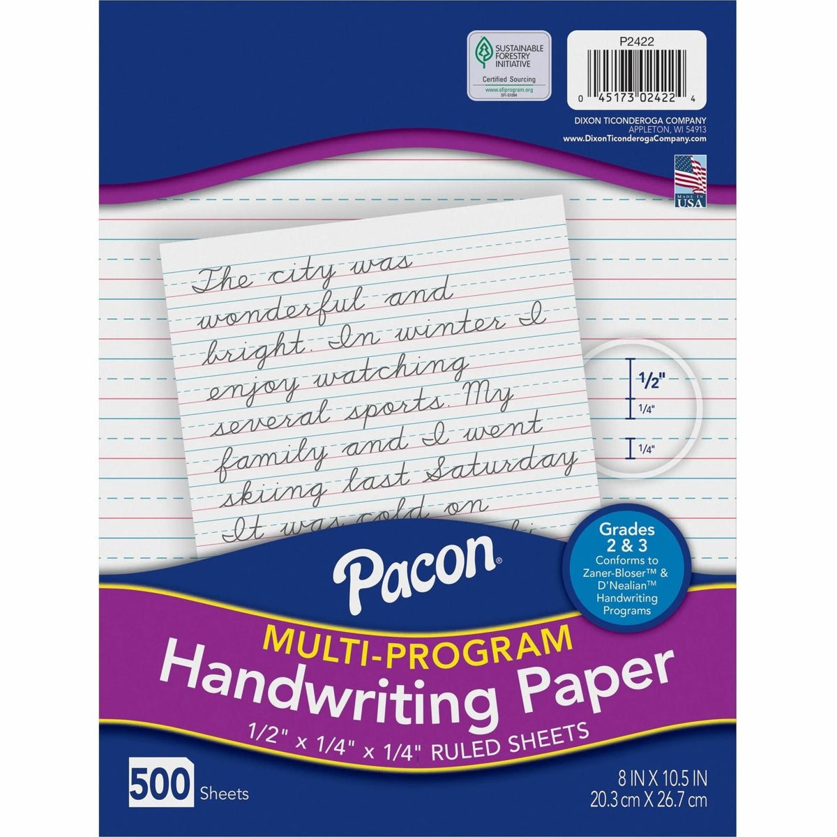 Pacon Multi-Program Handwriting Papers: 500 Sheets 0.50’’ Ruled Unruled Margin - Paper & Pads