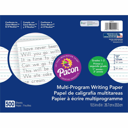 Pacon Multi-Program Handwriting Papers: 500 Sheets 0.50’’ Ruled Unruled Margin - Paper & Pads
