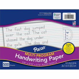 Pacon Multi-Program Handwriting Papers: 500 Sheets 0.63’’ Ruled Unruled Margin - Paper & Pads