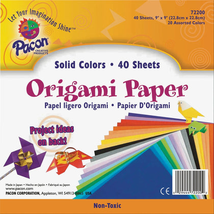 Pacon Origami Paper: Art & Craft Supplies - 9’’ x - Assorted Colors - Drawing Paper Sketch Pads