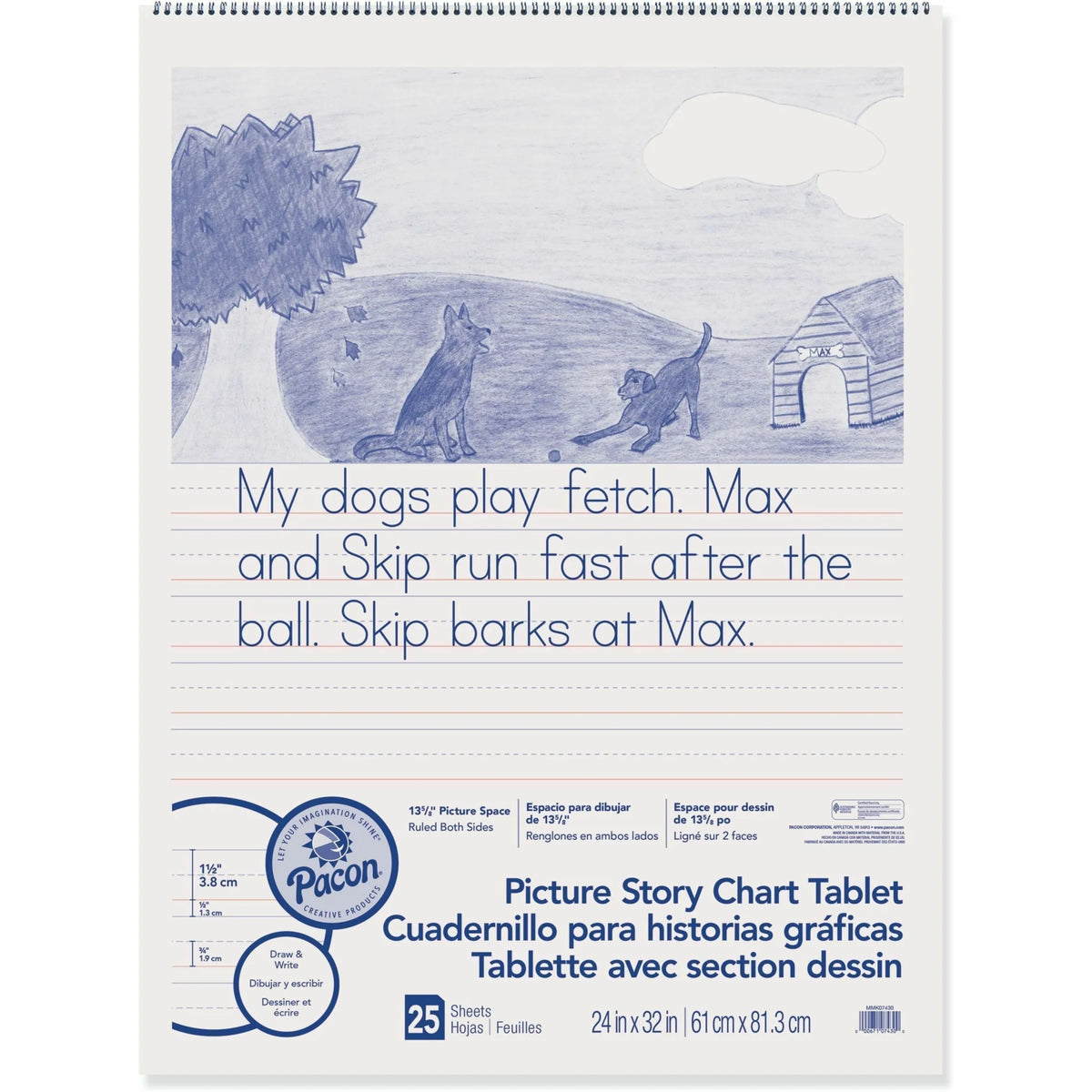 Pacon Picture Story Chart Tablet: Spiral Bound 25 Sheets 24’’ x 32’’ - White Paper - Drawing & Sketch Pads