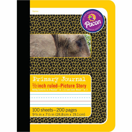 Pacon Primary Journal Composition Book: 100 Sheets 0.50’’ Ruled Picture Story Space - Student Notebooks & Folders