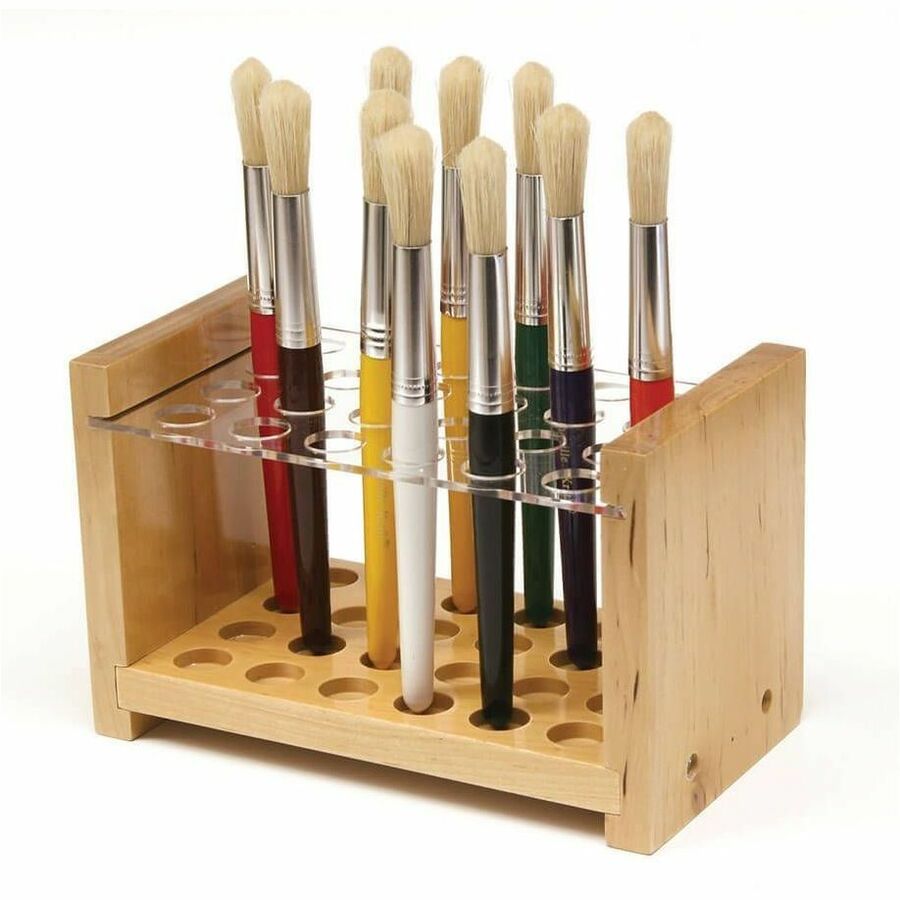 Pacon&reg; Creativity Street&reg; Paint Brush Holder, Wood/Acrylic, 5" x 8-1/4" , 1 Piece - Alternate-Image1