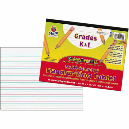 Pacon® K-1 Handwriting Tablet: 40 Sheets Wide Ruled 8’’ x 10 1/2’’ - White Paper - & Pads