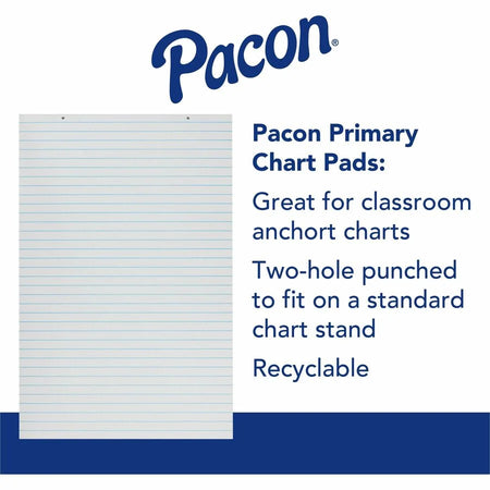 Pacon Ruled Chart Pad: 24x36 White Paper 1’’ - 100 Sheets - Handwriting & Pads