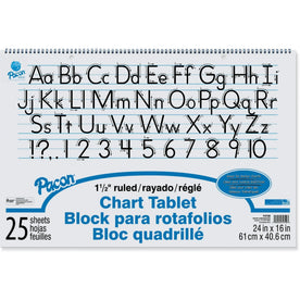 Pacon Ruled Chart Tablet: 25 Sheets 1.50’’ 24’’ x 16’’ - White Paper - Handwriting & Pads