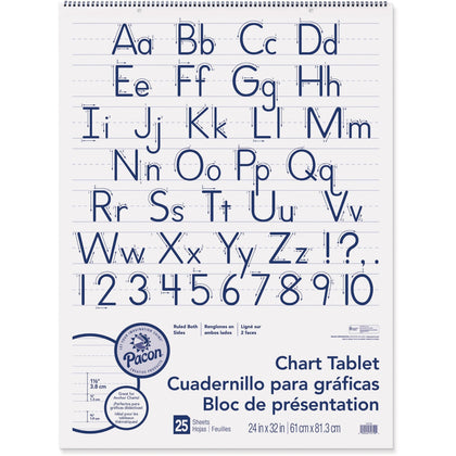 Pacon Ruled Chart Tablet: 25 Sheets 24’’ x 32’’ - White Paper - Handwriting & Pads