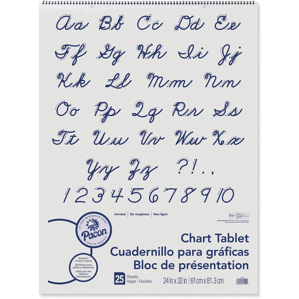 Pacon Unruled Chart Tablet: 24’’ x 32’’ Spiral Bound Sturdy Back - Handwriting Paper & Pads