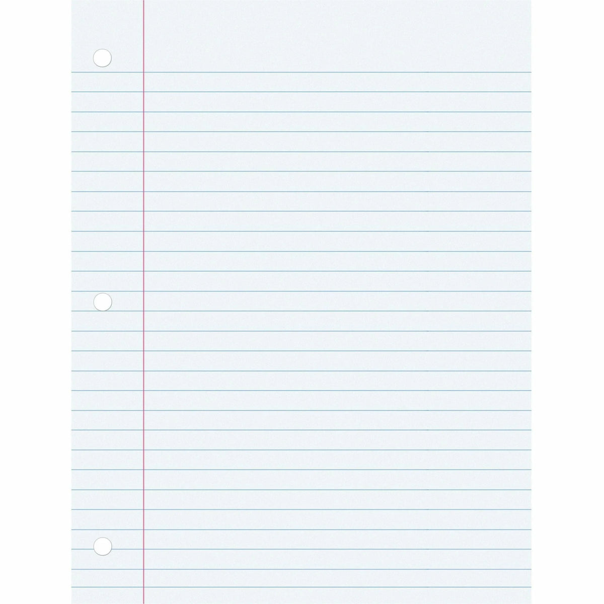 Pacon Wide Ruled Filler Paper: 100 Sheets 8’’ x 10 1/2’’ - Smooth Punched - Paper