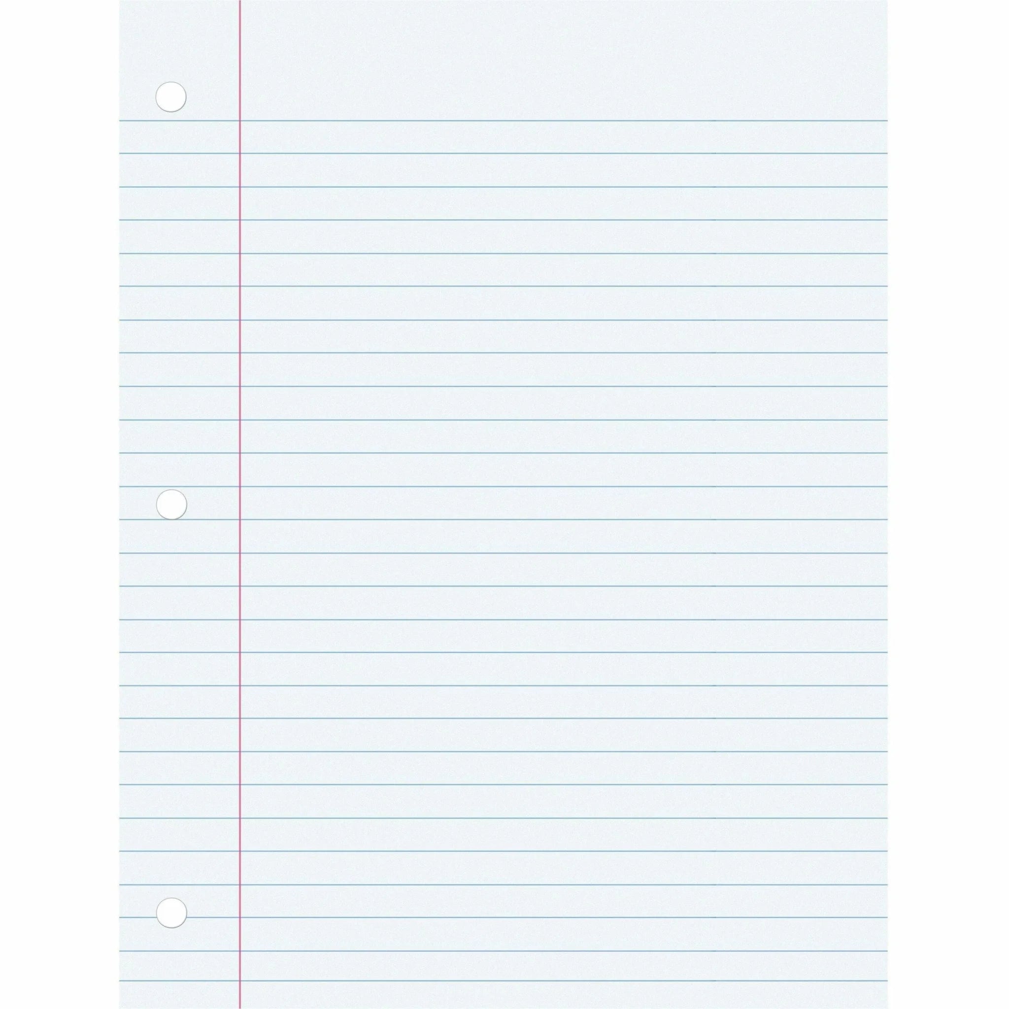 Pacon Wide Ruled Filler Paper: 100 Sheets 8’’ x 10 1/2’’ - Smooth Punched - Paper