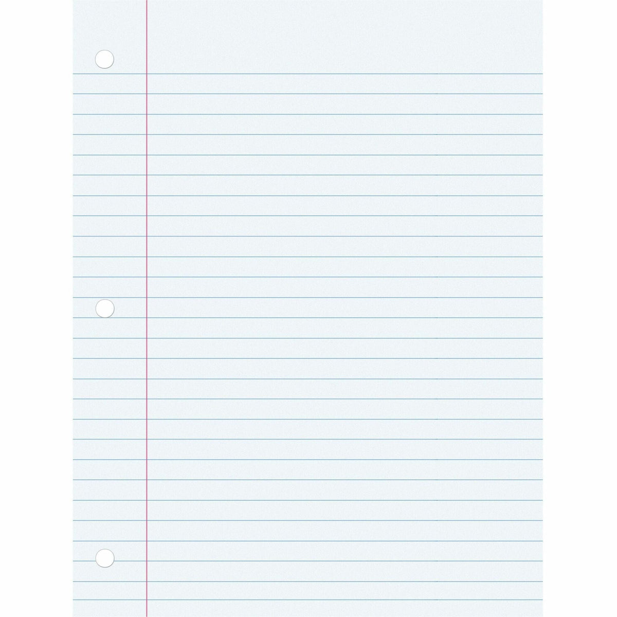Pacon Wide Ruled Filler Paper - 100 Sheets - Front Ruling - 0.37’’ - Red Margin - 3 Hole(s)