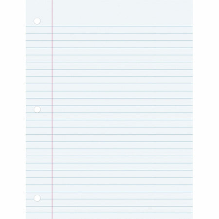 Pacon Wide Ruled Filler Paper - 100 Sheets - Front Ruling - 0.37’’ - Red Margin - 3 Hole(s)