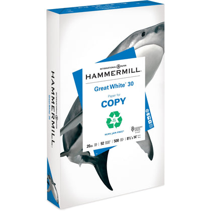 PALLET Hammermill Great White Recycled Copy Paper - Legal Size - 92 Brightness - 20 lb - 500 Sheets - 300 / Pallet - &