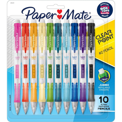 Paper Mate Clearpoint Mechanical Pencils - 0.7mm Lead - Assorted Barrel - 10-Pack