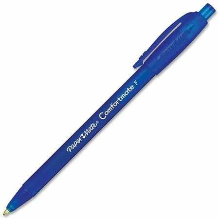 Paper Mate Comfortmate Retractable Pens: Fine Point Blue Ink - Rubber Barrel - Pens