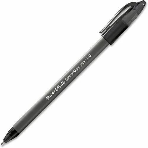 Paper Mate ComfortMate Triangular Pens: Medium Point Black Ink Rubber Barrel - Pens