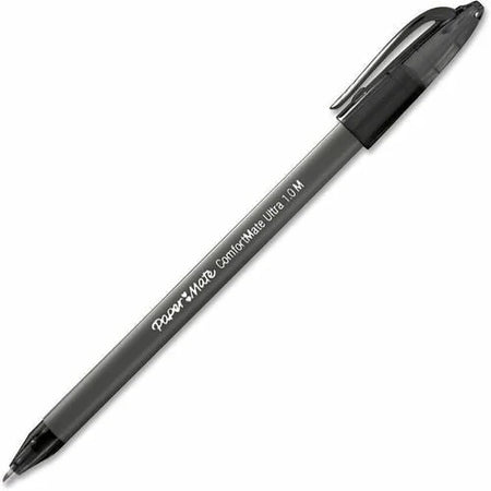 Paper Mate ComfortMate Triangular Pens: Medium Point Black Ink Rubber Barrel - Pens
