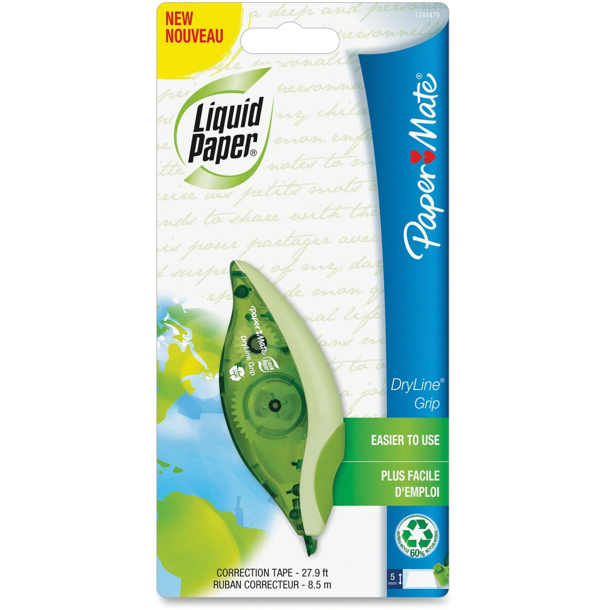 Paper Mate DryLine Grip Correction Film: Ergonomic Green Dispenser Tear Resistant - 1 Each - Supplies