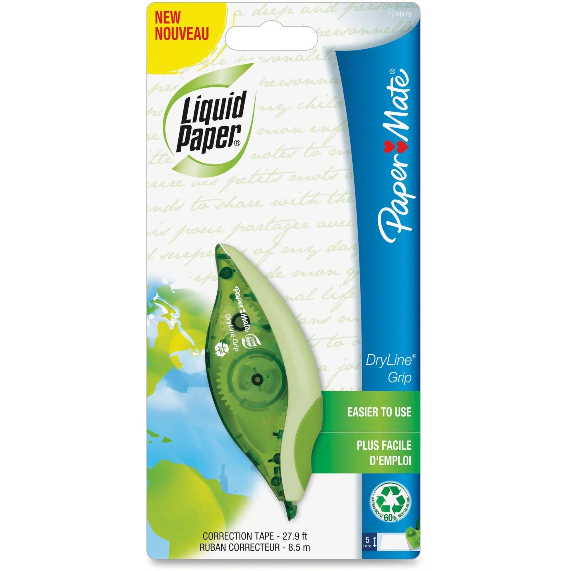 Paper Mate DryLine Grip Correction Film: Ergonomic Green Dispenser Tear Resistant - 1 Each - Supplies