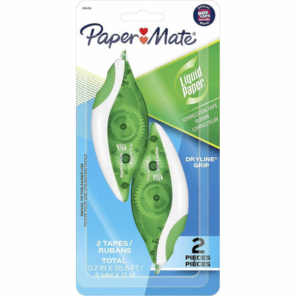 Paper Mate DryLine Grip Correction Tape: Smooth Mess-free Ergonomic - 2 Pack - Supplies