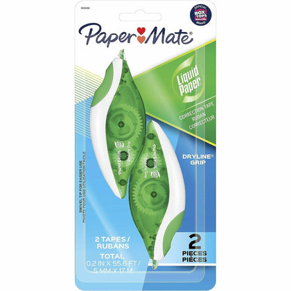 Paper Mate DryLine Grip Correction Tape: Smooth Mess-free Ergonomic - 2 Pack - Supplies
