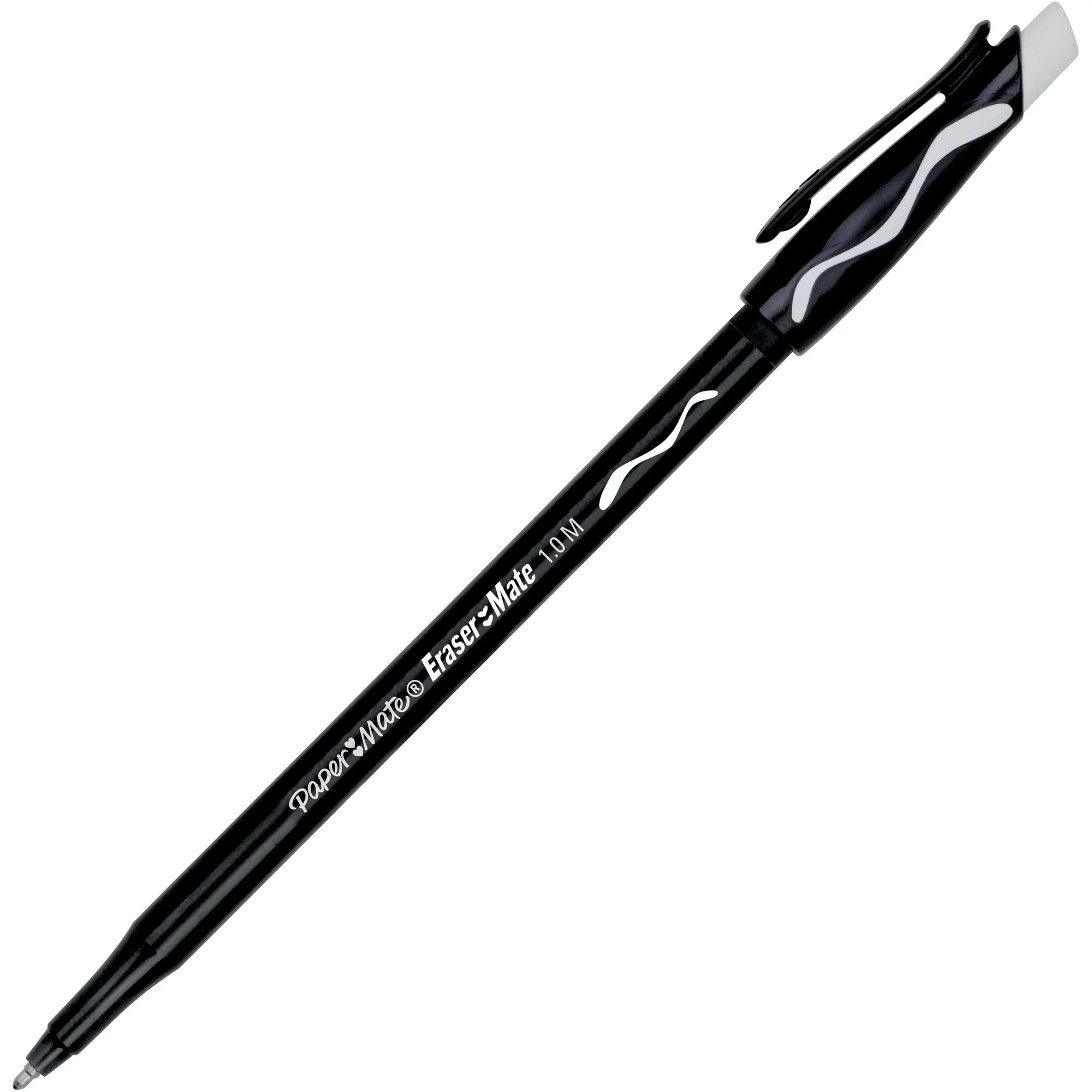 Paper Mate Erasermate Ballpoint Pens: Medium Point Retractable Erasable - 1 Dozen - Pens