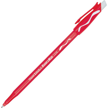 Paper Mate Erasermate Red Ballpoint Pens - Erasable Ink - 1mm Medium Point - 1 Dozen