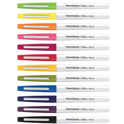 Paper Mate Flair Felt Tip Pens: Bold Point Assorted Ink - 12 Pack - Pens