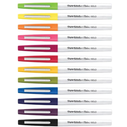 Paper Mate Flair Felt Tip Pens: Bold Point Assorted Ink - 12 Pack - Pens