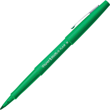 Paper Mate Flair Green Felt Tip Pens - Medium Point - Water Based - 1 Dozen