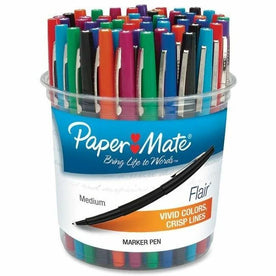 Paper Mate Flair Pens: Medium Point in 8 Vibrant Colors - Water-Based Ink - 48/Box - Art Markers