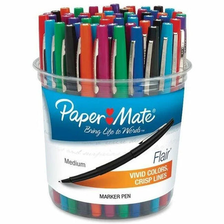 Paper Mate Flair Pens: Medium Point in 8 Vibrant Colors - Water-Based Ink - 48/Box - Art Markers