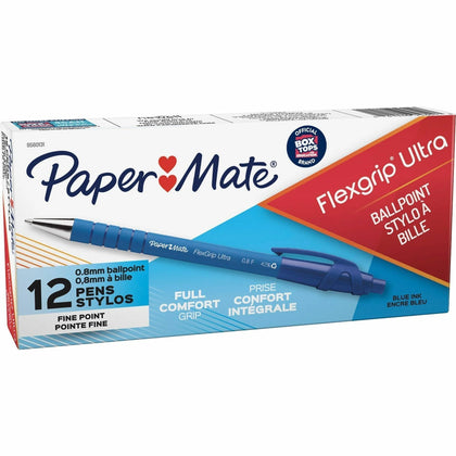 Paper Mate Flexgrip Ultra Retractable Pens: Fine Point Blue Ink Refillable - Pens
