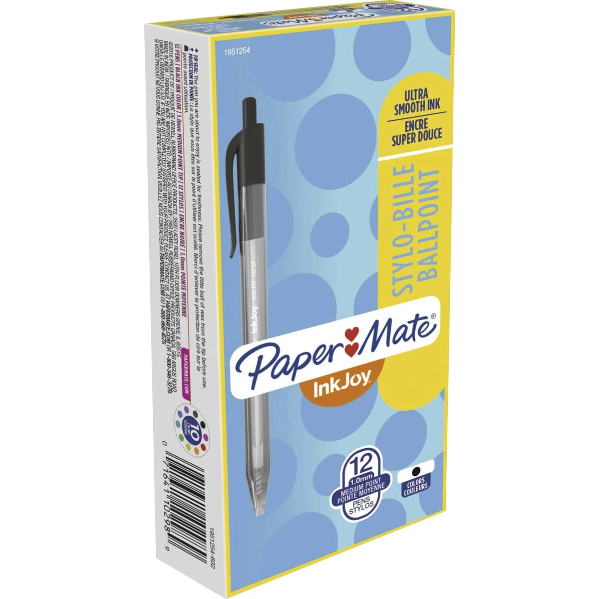 Paper Mate InkJoy 100 RT Pens: Smooth 1mm Medium Point Black Ink - Pack of 12 - Pens