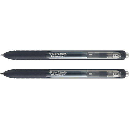 Paper Mate InkJoy Gel Pen: 0.77mm Retractable Black Ink Blue Barrel - 2 Pack - Pens