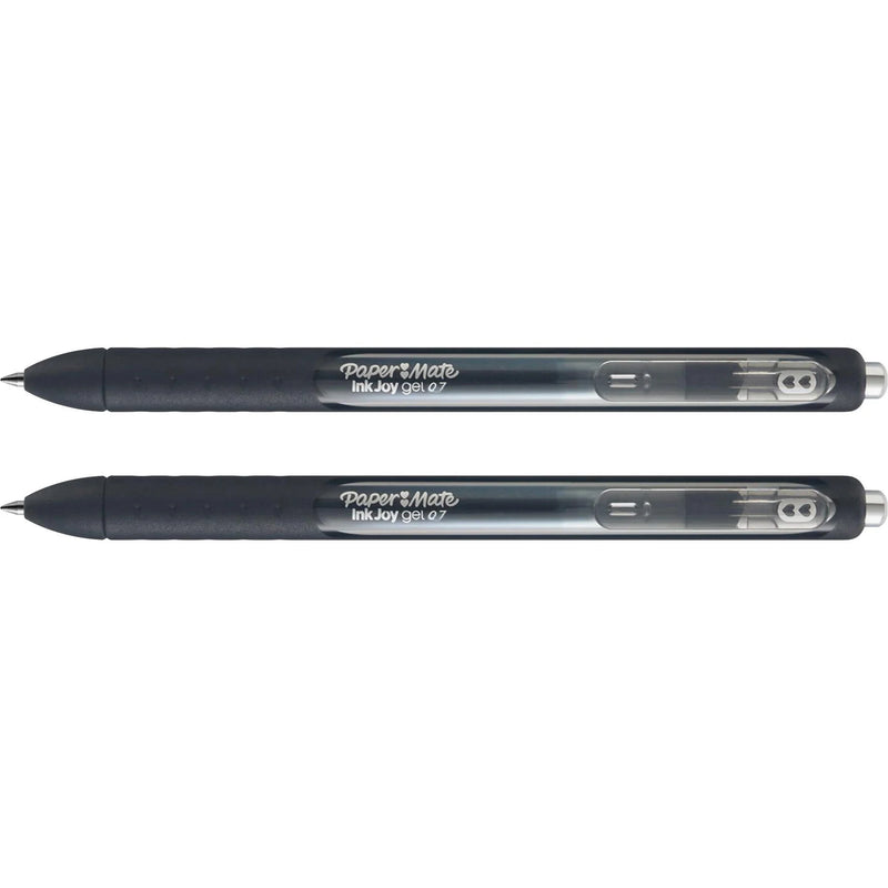Paper Mate InkJoy Gel Pen: 0.77mm Retractable Black Ink Blue Barrel - 2 Pack - Pens