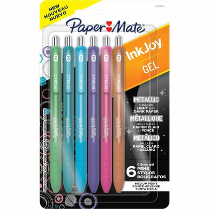 Paper Mate InkJoy Gel Pens: Assorted Metallic Ink 0.8mm Medium 0.7mm Point - 6 Pack - Pens