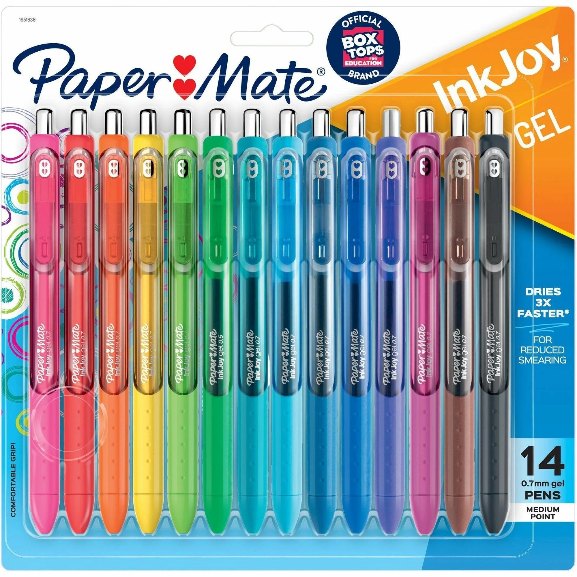 Paper Mate InkJoy Gel Retractable Pens - Smooth Medium Point - Assorted Colors - 14 Pack