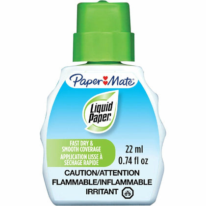 Paper Mate Liquid Fast Dry Correction Fluid - 22 mL - Bright White - Supplies