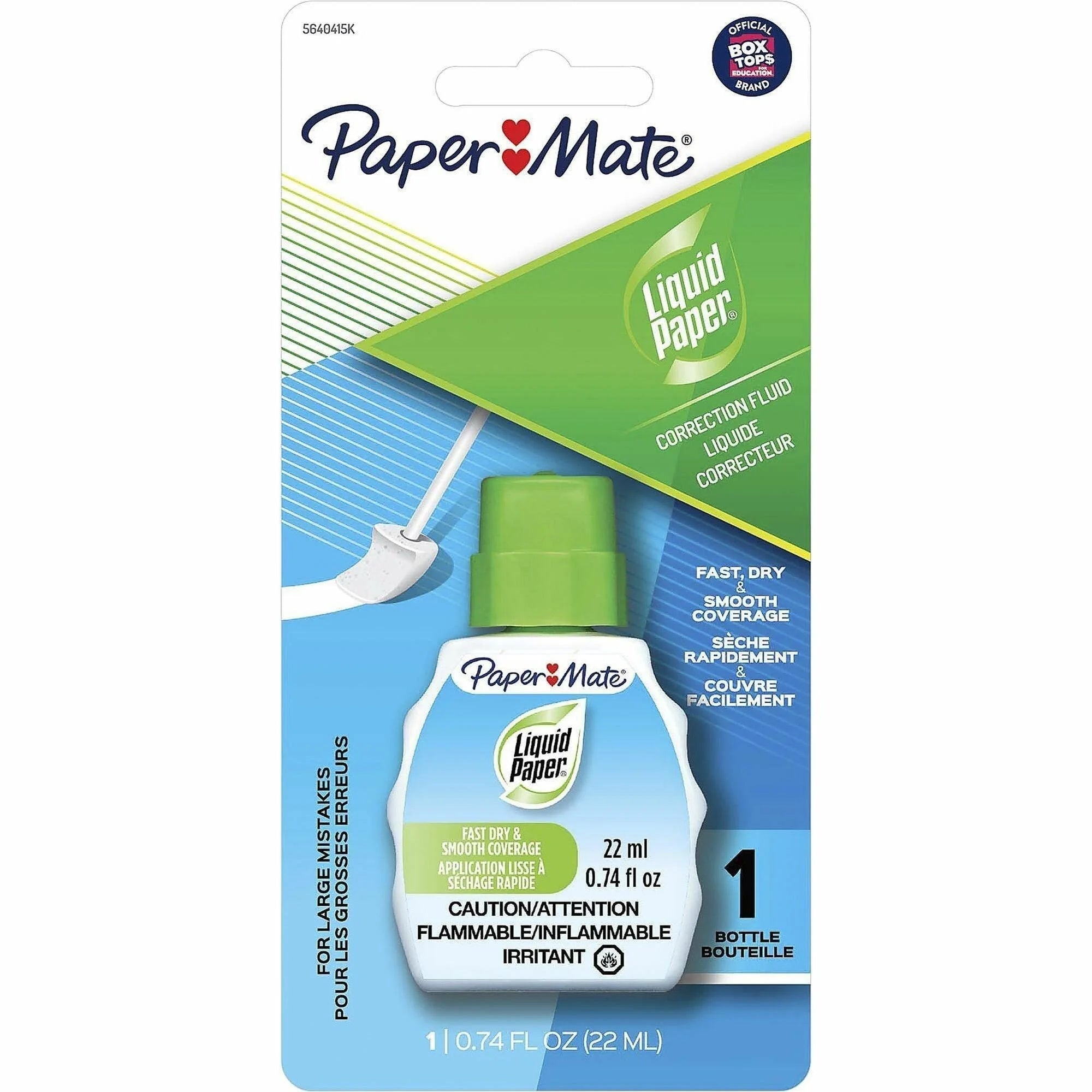 Paper Mate Liquid Fast Dry Correction Fluid - 22 mL - Bright White - Fast-drying Spill Resistant - Supplies