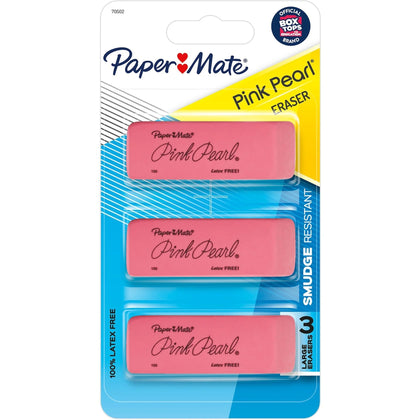 Paper Mate Pink Pearl Eraser: Self-cleaning Tear Resistant Smudge-free - Erasers