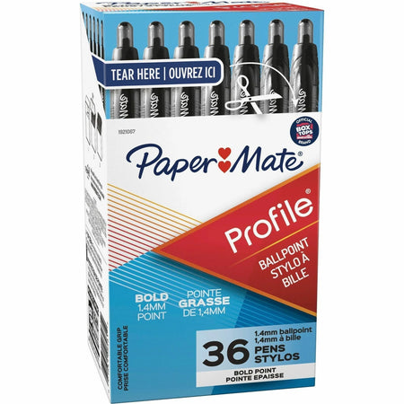 Paper Mate Profile Ballpoint Pens - Super Bold 1.4mm - Gel-based - Black Ink - 36 Pack