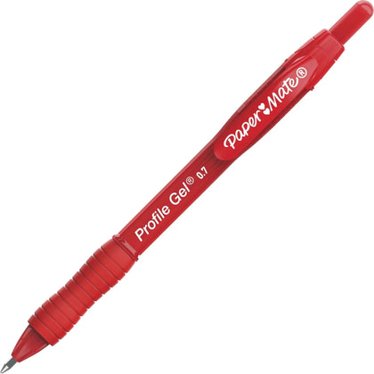 Paper Mate Profile Gel Retractable Pen - Smooth 0.7mm Red Ink - Pack of 12 - Pens