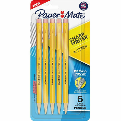Paper Mate Sharp Writer Mechanical Pencils - Yellow Barrel - Pack of 5