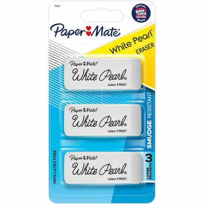 Paper Mate White Pearl Eraser - Latex-free Smudge Resistant - 3-Pack - Erasers